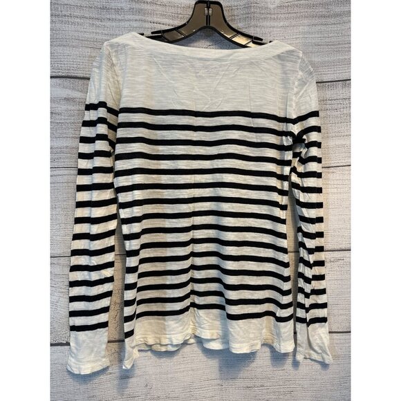 Loft Navy and White Striped Long Sleeve Shirt - Picture 4 of 4
